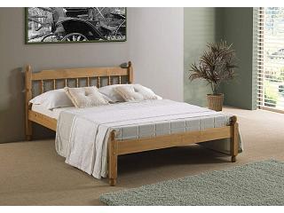 4ft6 Double Colonial waxed pine wooden bed frame